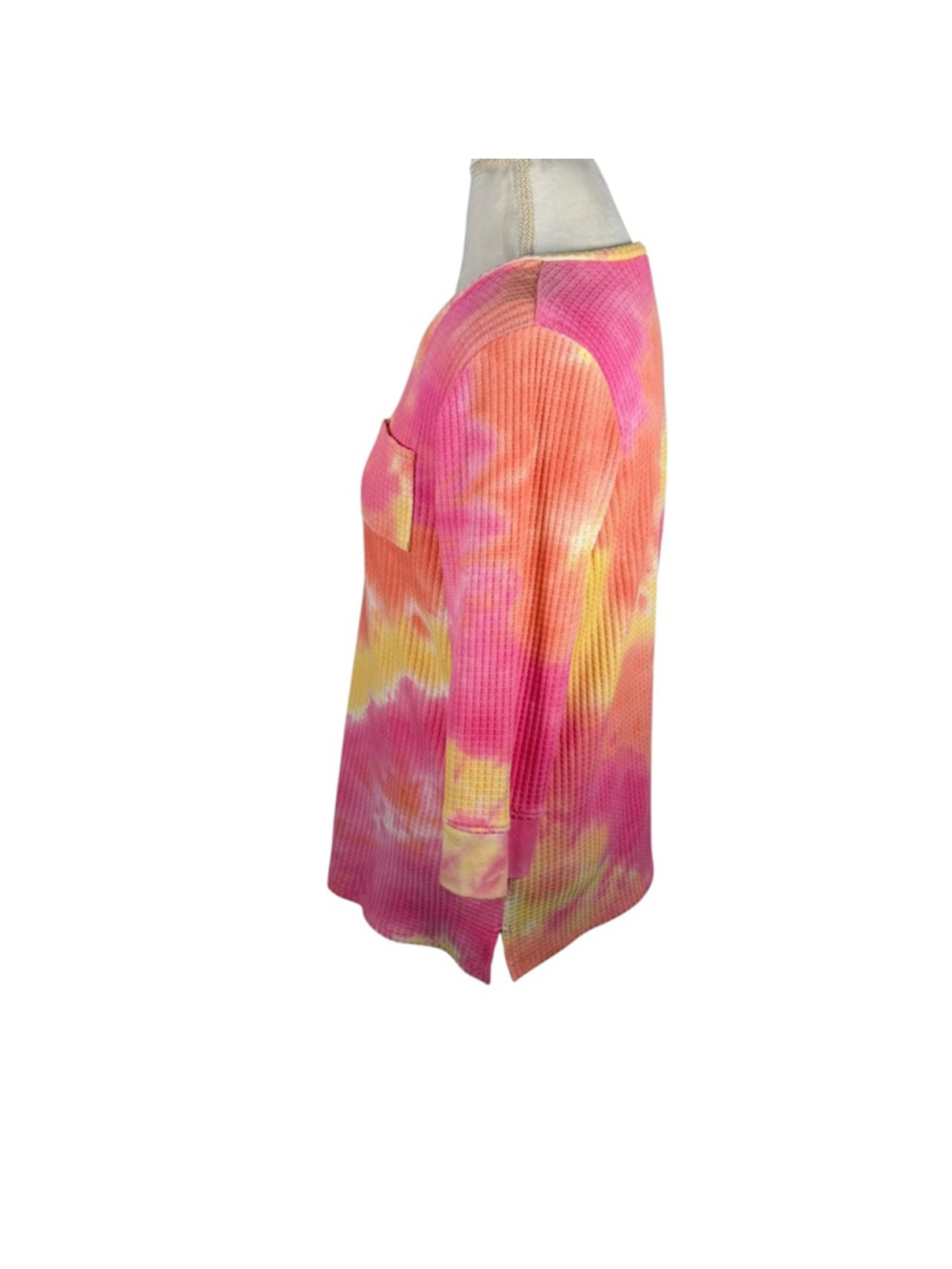 Belle by Kim Gravel Primabelle Waffle Knit Tie Dye Top 3/4 Sleeve Boho Size L - Picture 7 of 10